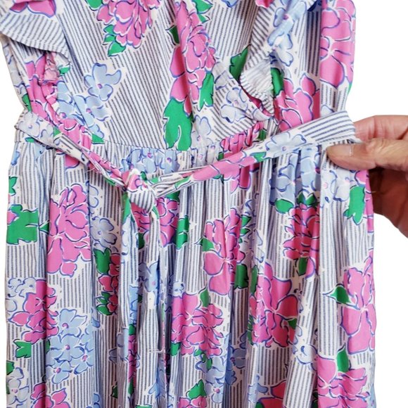 Crown & Ivy Womens Maxi Dress Size 10 Multicolor Floral Ruffle Sleeve V Neck NEW - Picture 11 of 16